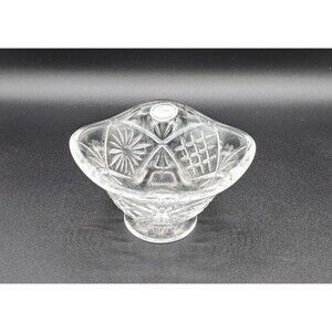 GORHAM Czech Floral & Fence Square Crystal Bowl Candy Dish (Small) 5" Clear